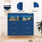 Acekool Commode à Langer avec Tiroirs Pieds en Métal Meuble de Rangement pour Chambre de Bébé