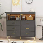 Acekool Commode à Langer avec Tiroirs Pieds en Métal Meuble de Rangement pour Chambre de Bébé