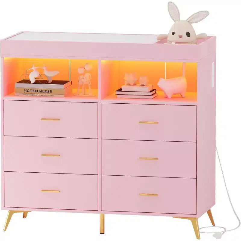 Acekool Commode à Langer avec Tiroirs Pieds en Métal Meuble de Rangement pour Chambre de Bébé