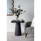 Table d'appoint carrée noire avec base piédestal 20x20x24