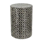 Tabouret d'appoint rond en Capiz noir D14x20