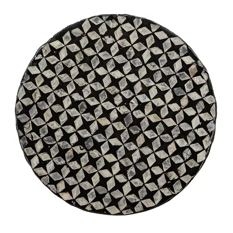 Tabouret d'appoint rond en Capiz noir D14x20