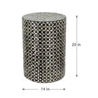 Tabouret d'appoint rond en Capiz noir D14x20
