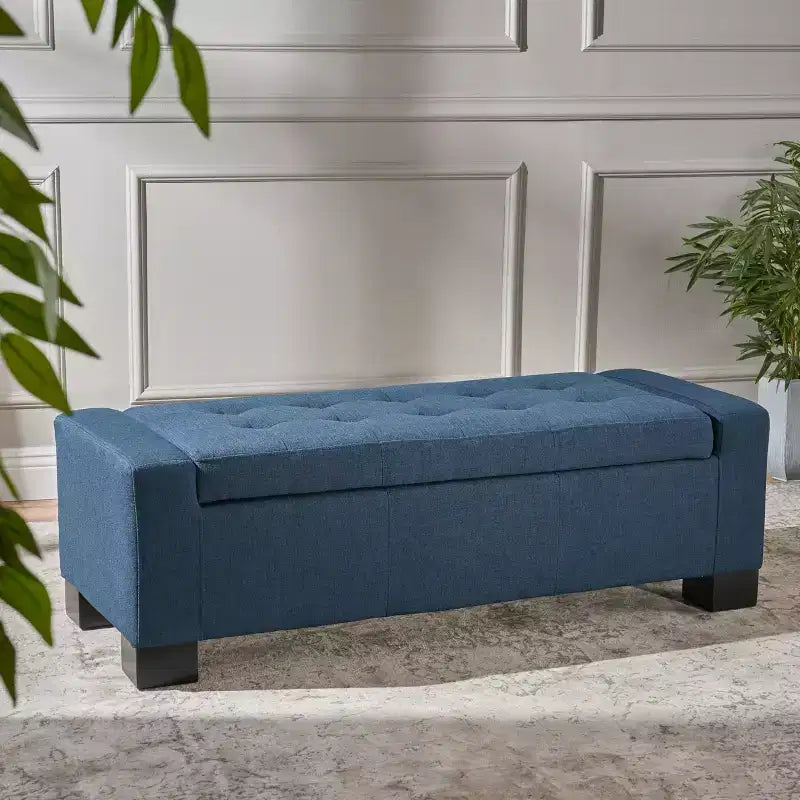 TUYOHW Pouf de rangement rectangulaire avec coussin rembourré épais, banc d'entrée avec charnières à pression, bout de lit