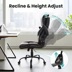 Chaise de Bureau Ergonomique avec Support Lombaire à Ressorts Ensachés - Fauteuil de Direction en Cuir, Appuie-tête Réglable, Accoudoirs Relevables, Chaise Inclinable pour Ordinateur