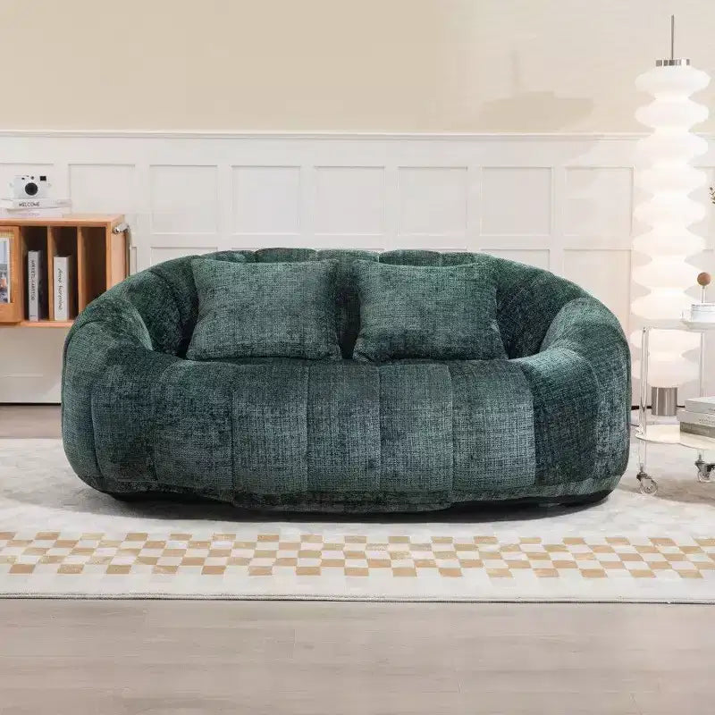 Canapé Pouf Grand Dossier Okak,Pouf Fauteuil de Relaxation 2 Places de 150 cm avec Garnissage en Mousse à Mémoire de Forme,Canapé Confortable pour Salon Chambre