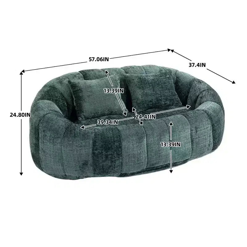 Canapé Pouf Grand Dossier Okak,Pouf Fauteuil de Relaxation 2 Places de 150 cm avec Garnissage en Mousse à Mémoire de Forme,Canapé Confortable pour Salon Chambre