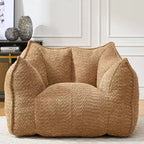 Okak Grand pouf carré de 119 cm en mousse haute résilience avec poignée et accoudoirs, canapé de sol en chenille pour salon