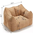 Okak Grand pouf carré de 119 cm en mousse haute résilience avec poignée et accoudoirs, canapé de sol en chenille pour salon