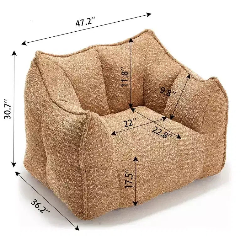 Okak Grand pouf carré de 119 cm en mousse haute résilience avec poignée et accoudoirs, canapé de sol en chenille pour salon