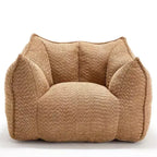 Okak Grand pouf carré de 119 cm en mousse haute résilience avec poignée et accoudoirs, canapé de sol en chenille pour salon