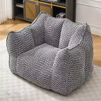 Okak Grand pouf carré de 119 cm en mousse haute résilience avec poignée et accoudoirs, canapé de sol en chenille pour salon