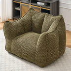 Okak Grand pouf carré de 119 cm en mousse haute résilience avec poignée et accoudoirs, canapé de sol en chenille pour salon