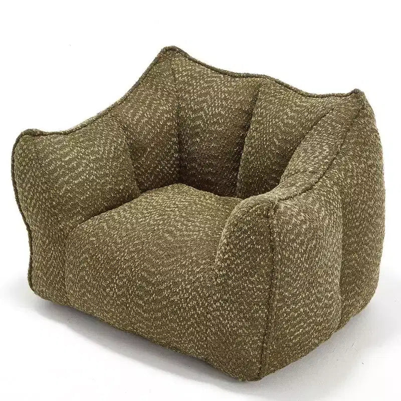 Okak Grand pouf carré de 119 cm en mousse haute résilience avec poignée et accoudoirs, canapé de sol en chenille pour salon