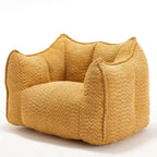 Okak Grand pouf carré de 119 cm en mousse haute résilience avec poignée et accoudoirs, canapé de sol en chenille pour salon