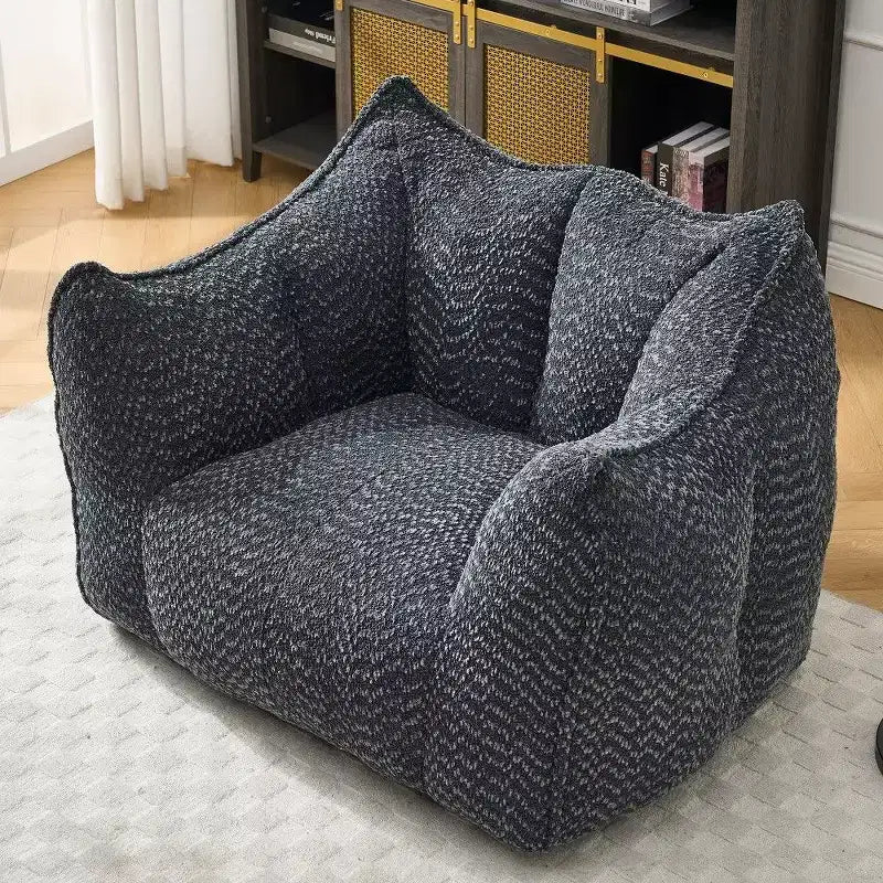 Okak Grand pouf carré de 119 cm en mousse haute résilience avec poignée et accoudoirs, canapé de sol en chenille pour salon