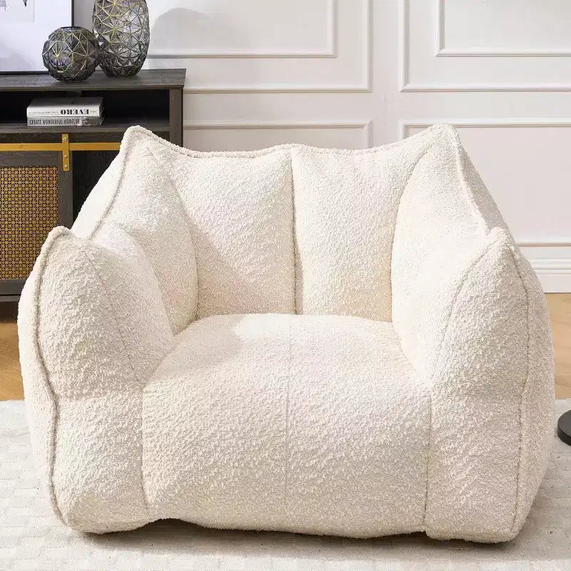 Okak Grand pouf carré de 119 cm en mousse haute résilience avec poignée et accoudoirs, canapé de sol en chenille pour salon