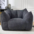 Okak Grand pouf carré de 119 cm en mousse haute résilience avec poignée et accoudoirs, canapé de sol en chenille pour salon