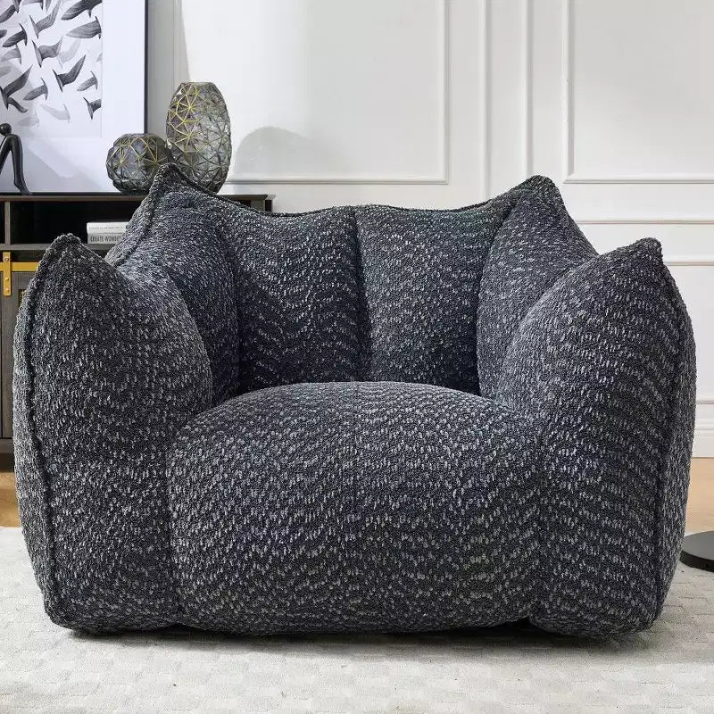 Okak Grand pouf carré de 119 cm en mousse haute résilience avec poignée et accoudoirs, canapé de sol en chenille pour salon