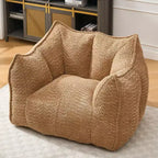 Okak Grand pouf carré de 119 cm en mousse haute résilience avec poignée et accoudoirs, canapé de sol en chenille pour salon