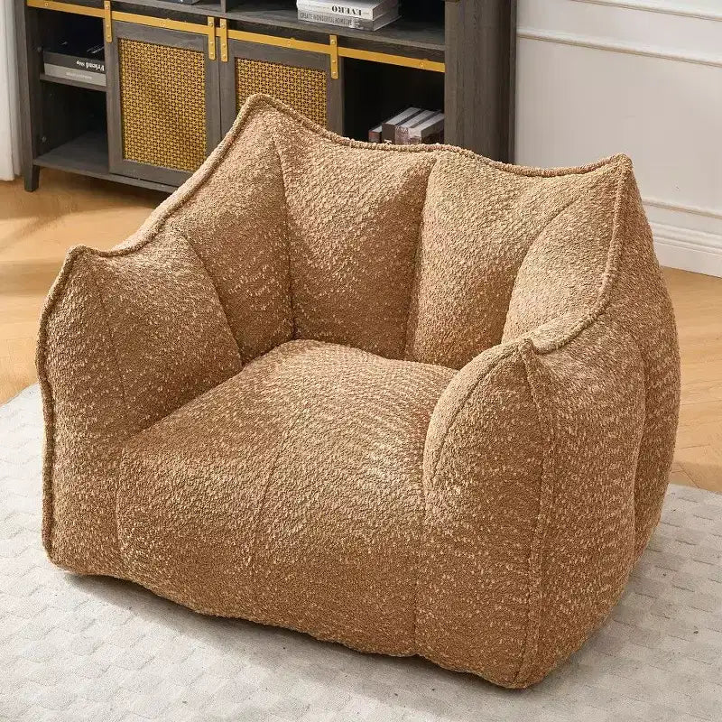 Okak Grand pouf carré de 119 cm en mousse haute résilience avec poignée et accoudoirs, canapé de sol en chenille pour salon