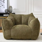 Okak Grand pouf carré de 119 cm en mousse haute résilience avec poignée et accoudoirs, canapé de sol en chenille pour salon