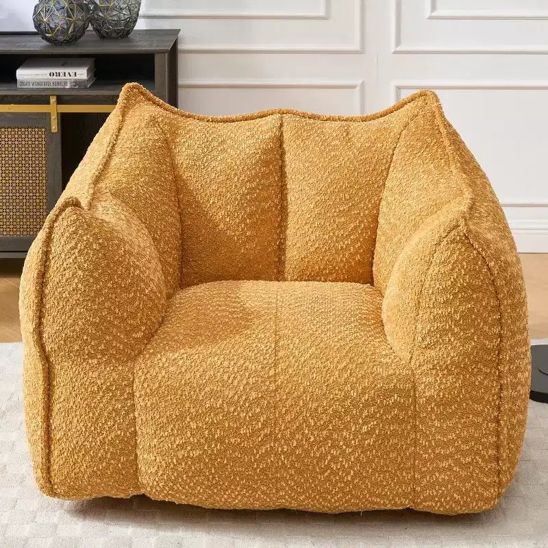 Okak Grand pouf carré de 119 cm en mousse haute résilience avec poignée et accoudoirs, canapé de sol en chenille pour salon