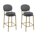 HomeRoots Set of Two 29 Gray and Gold Velvet and Metal Low Back Bar Height Bar Chairs