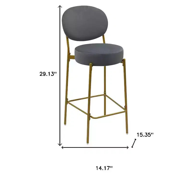 HomeRoots Lot de deux chaises de bar à dossier bas en velours et métal gris et or de 29 pouces