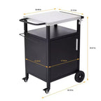 Chariot de barbecue noir à 4 roues Karl Home avec plateau en acier inoxydable, station de cuisson avec armoire à porte unique