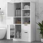 Meuble de rangement de salle de bain autoportant moderne en bois Walter de GDFStudio avec tiroirs, étagères ouvertes et armoire fermée