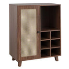 JVNOXK Buffet de rangement de 34 pouces avec casier à vin, plusieurs compartiments de rangement, pour meubles de salon, noyer