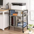 Support d'imprimante mobile à 3 niveaux avec station de charge et étagère de rangement – Organisateur de bureau roulant pour la maison, la cuisine, le salon