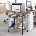 Support d'imprimante mobile à 3 niveaux avec station de charge et étagère de rangement – Organisateur de bureau roulant pour la maison, la cuisine, le salon