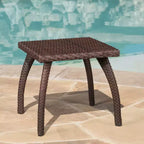 Small Side Table, Accent Coffee Table, Rattan Night Stand, Square Mid-Century Modern Patio Side End Table for Living Room Bedroom Balcony