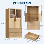 COZONY 66 Armoire de chambre en bois naturel avec tringle et tiroir de rangement