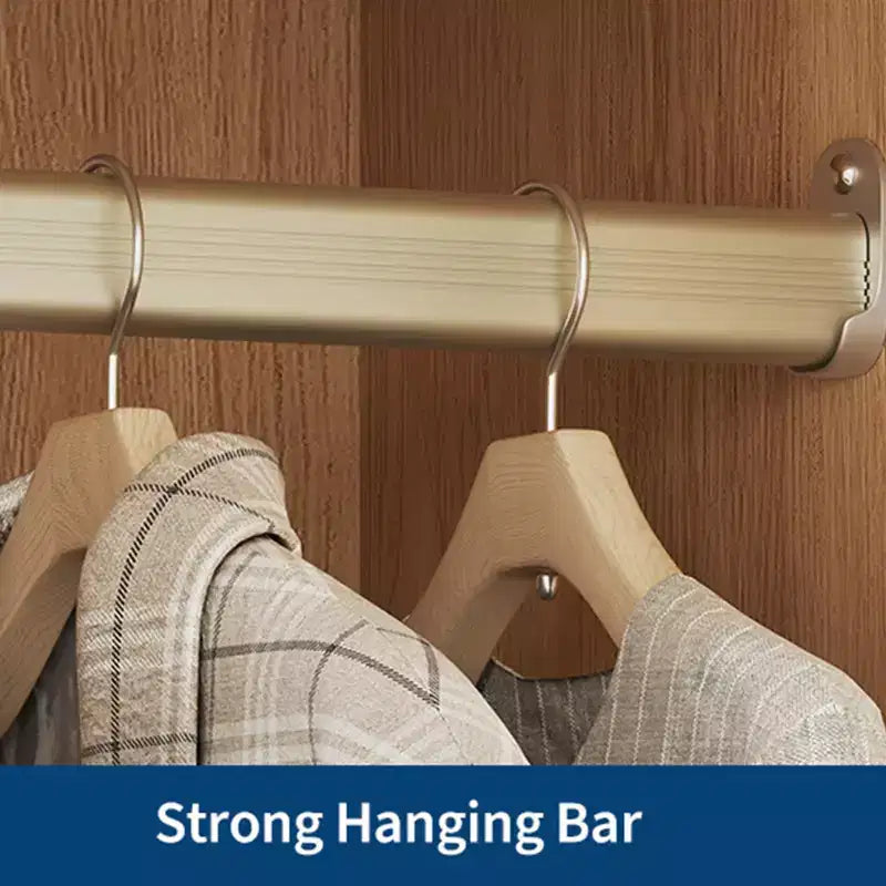 COZONY 66 Armoire de chambre en bois naturel avec tringle et tiroir de rangement