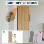 COZONY 66 Armoire de chambre en bois naturel avec tringle et tiroir de rangement