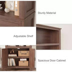 Acekool 71 Bibliothèque de style rustique avec portes, étagère haute à 5 niveaux pour salon ou bureau
