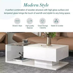 Table basse moderne avec tiroir, table d'appoint carrée pour canapé, table basse en bois avec étagères de rangement pour salon, bureau