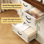 Commode de chambre Dyonery Farmhouse à 9 tiroirs, 132 cm de large, dessus en bois, organisateur de rangement pour chambre à coucher, salon, entrée