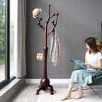 Bekrvio Porte-Manteau sur Pied en Bois Massif, Support à Vêtements avec 8 Crochets en Forme de Branches d'Arbre, Base Sphérique Stable, 72,5 kg