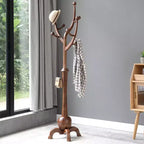 Bekrvio Porte-Manteau sur Pied en Bois Massif, Support à Vêtements avec 8 Crochets en Forme de Branches d'Arbre, Base Sphérique Stable, 72,5 kg