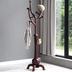Bekrvio Porte-Manteau sur Pied en Bois Massif, Support à Vêtements avec 8 Crochets en Forme de Branches d'Arbre, Base Sphérique Stable, 72,5 kg