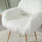 Chaise de maquillage TUYOHW en fausse fourrure, chaise de salle à manger latérale avec pieds en métal imitation hêtre, chaise d'appoint élégante pour salon, chambre, chambre d'amis, blanc