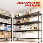 COZONY 73 Étagère de Rangement Robuste, Capacité de 1200 kg, Étagères de Rangement Ajustables à 4 Niveaux avec Roues et Pieds, Garage, Garde-manger, Cuisine