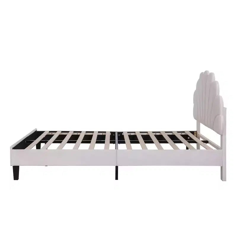 Lit Plateforme Moderne Rembourré Luxystar avec Tête de Lit en Velours à Motif Floral