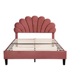 Lit Plateforme Moderne Rembourré Luxystar avec Tête de Lit en Velours à Motif Floral