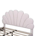 Lit Plateforme Moderne Rembourré Luxystar avec Tête de Lit en Velours à Motif Floral