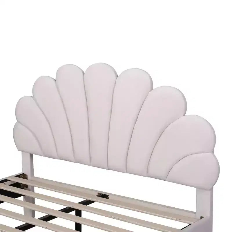 Lit Plateforme Moderne Rembourré Luxystar avec Tête de Lit en Velours à Motif Floral